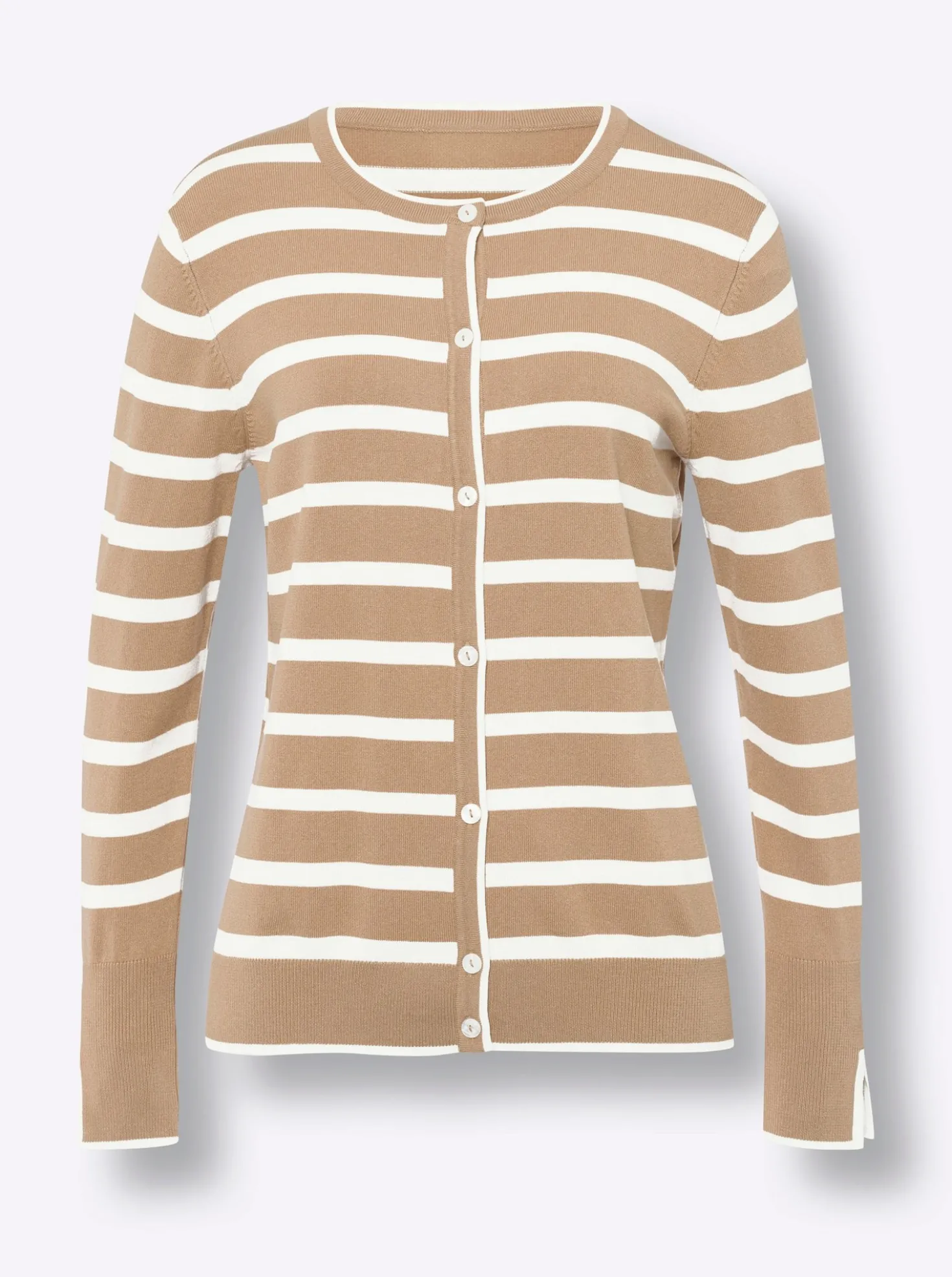 Feinstrickjacke mit Viskose, gestreift
