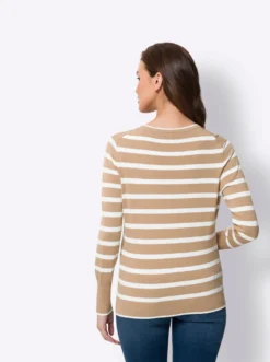 Feinstrickjacke mit Viskose, gestreift