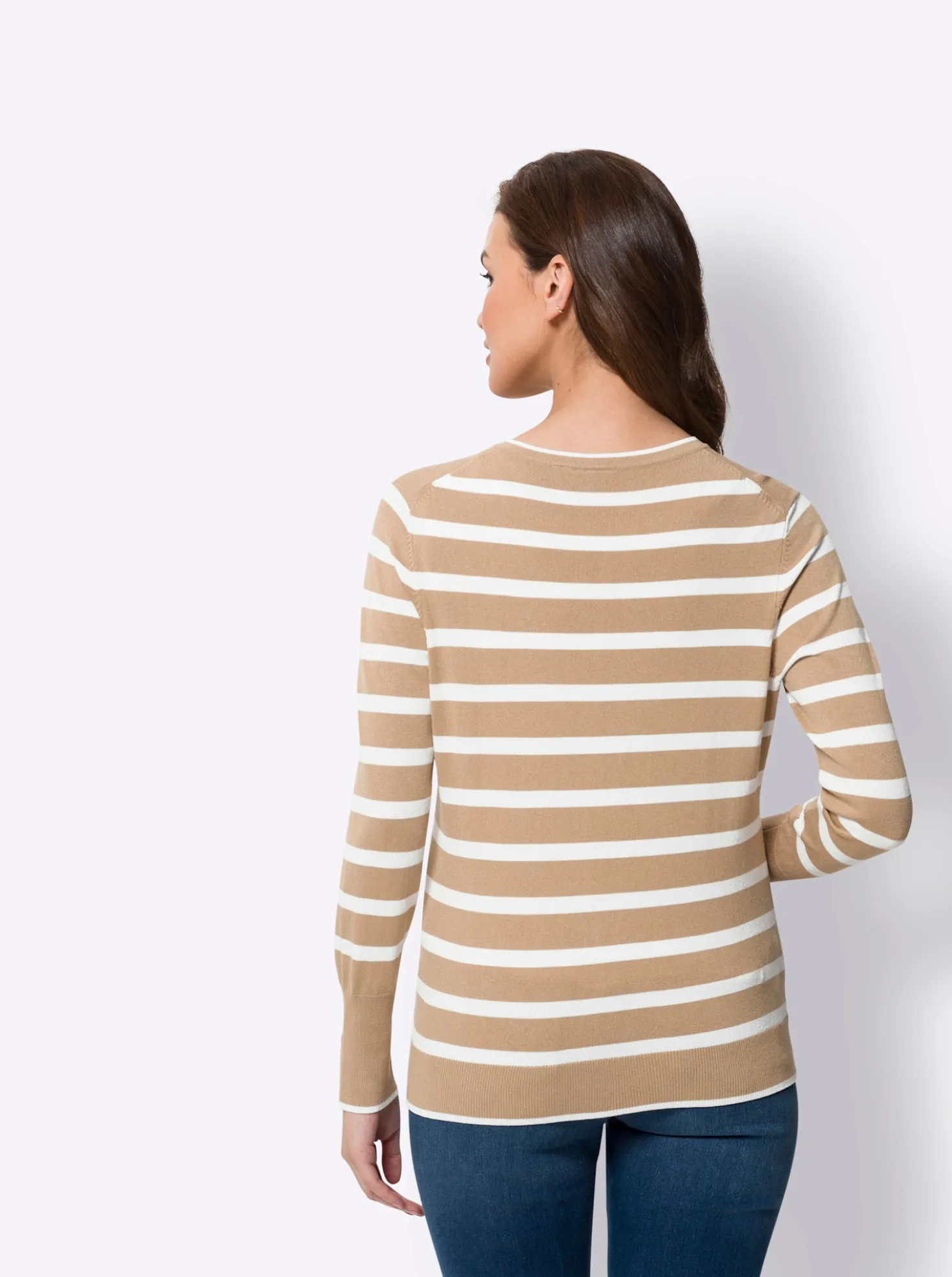 Feinstrickjacke mit Viskose, gestreift