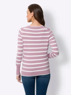 Feinstrickjacke mit Viskose, gestreift