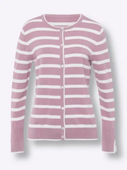Feinstrickjacke mit Viskose, gestreift