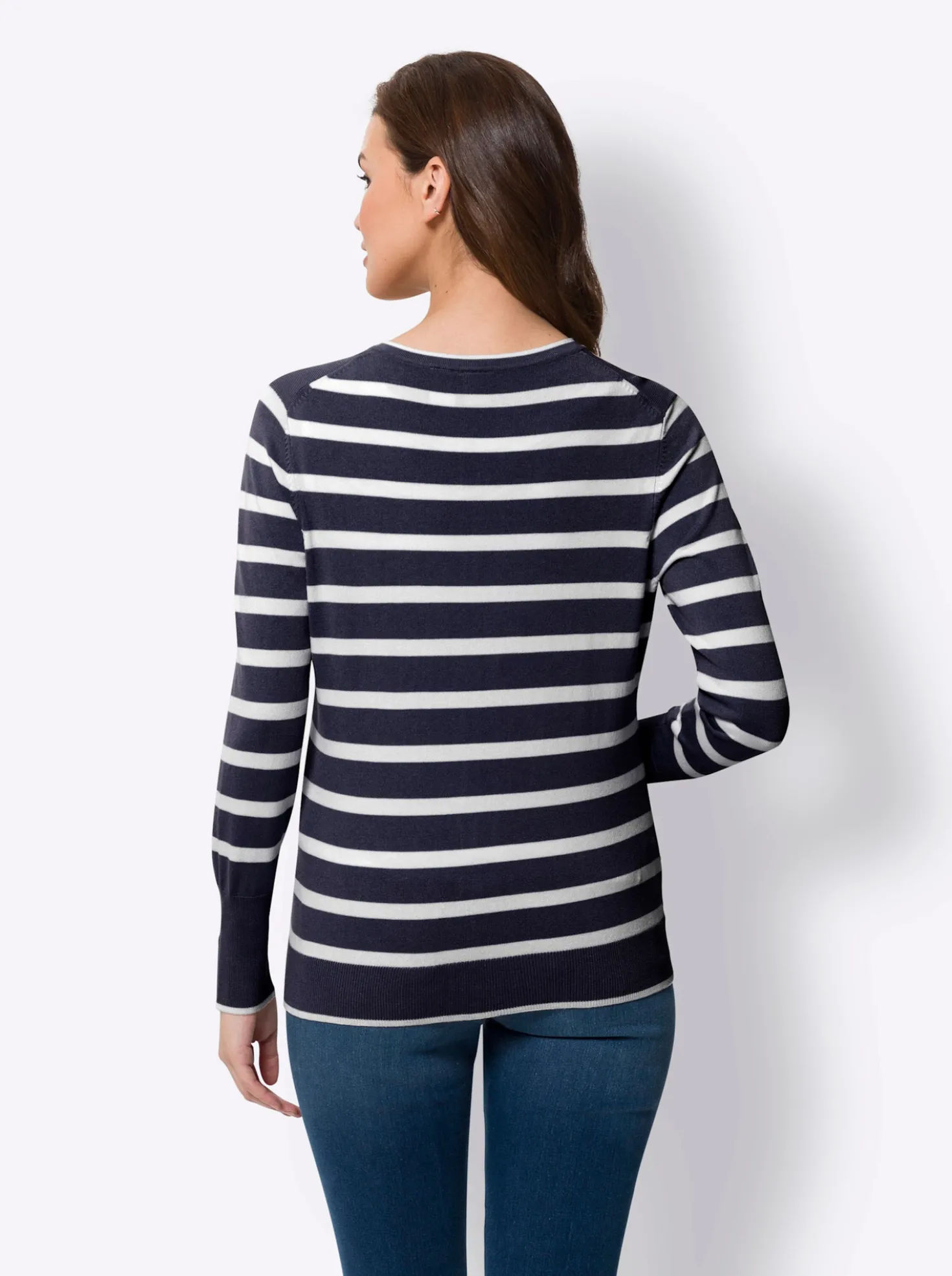Feinstrickjacke mit Viskose, gestreift