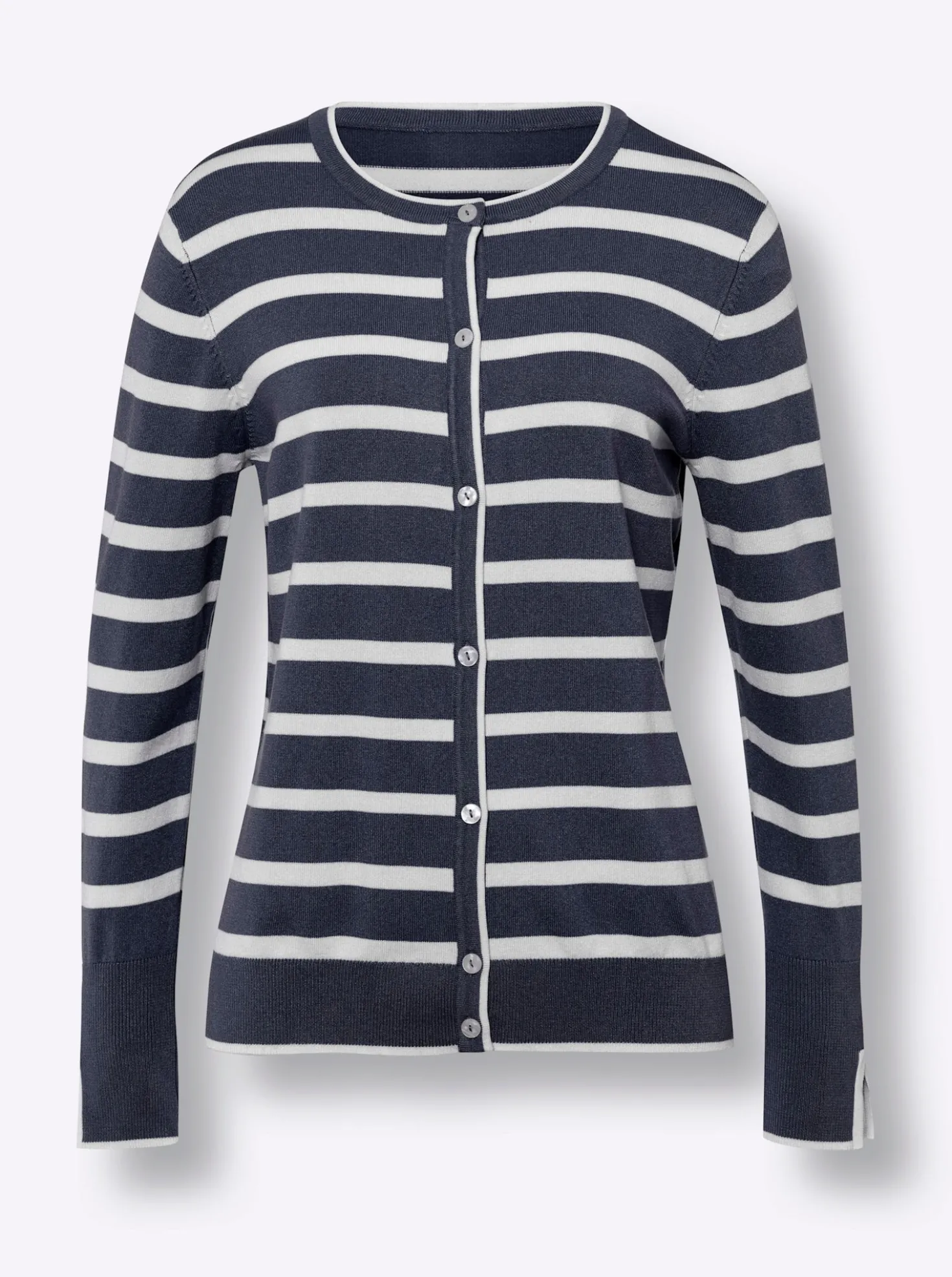 Feinstrickjacke mit Viskose, gestreift