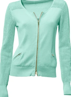 Feinstrickjacke mit 2-Wege-Reißverschluss