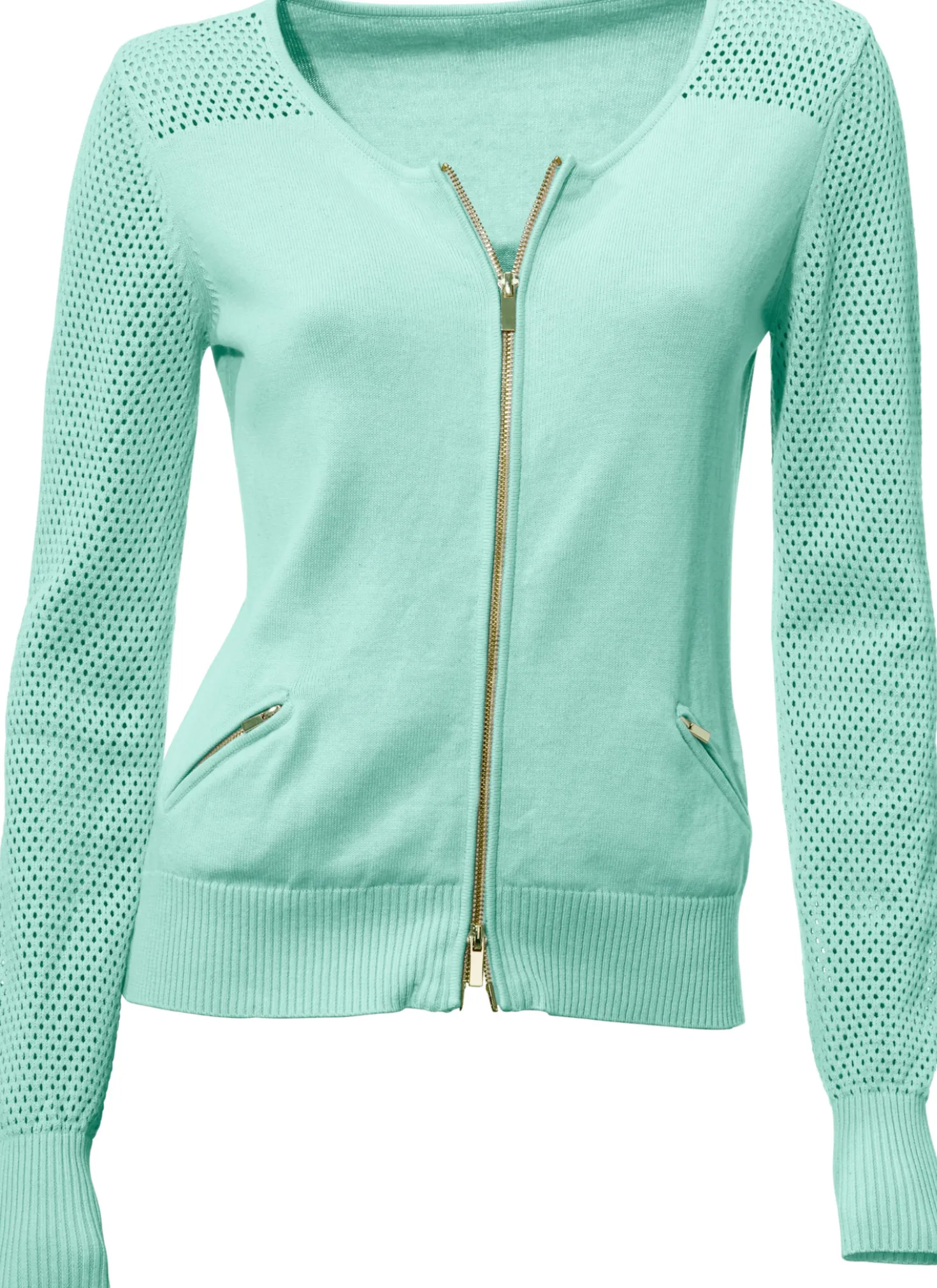 Feinstrickjacke mit 2-Wege-Reißverschluss