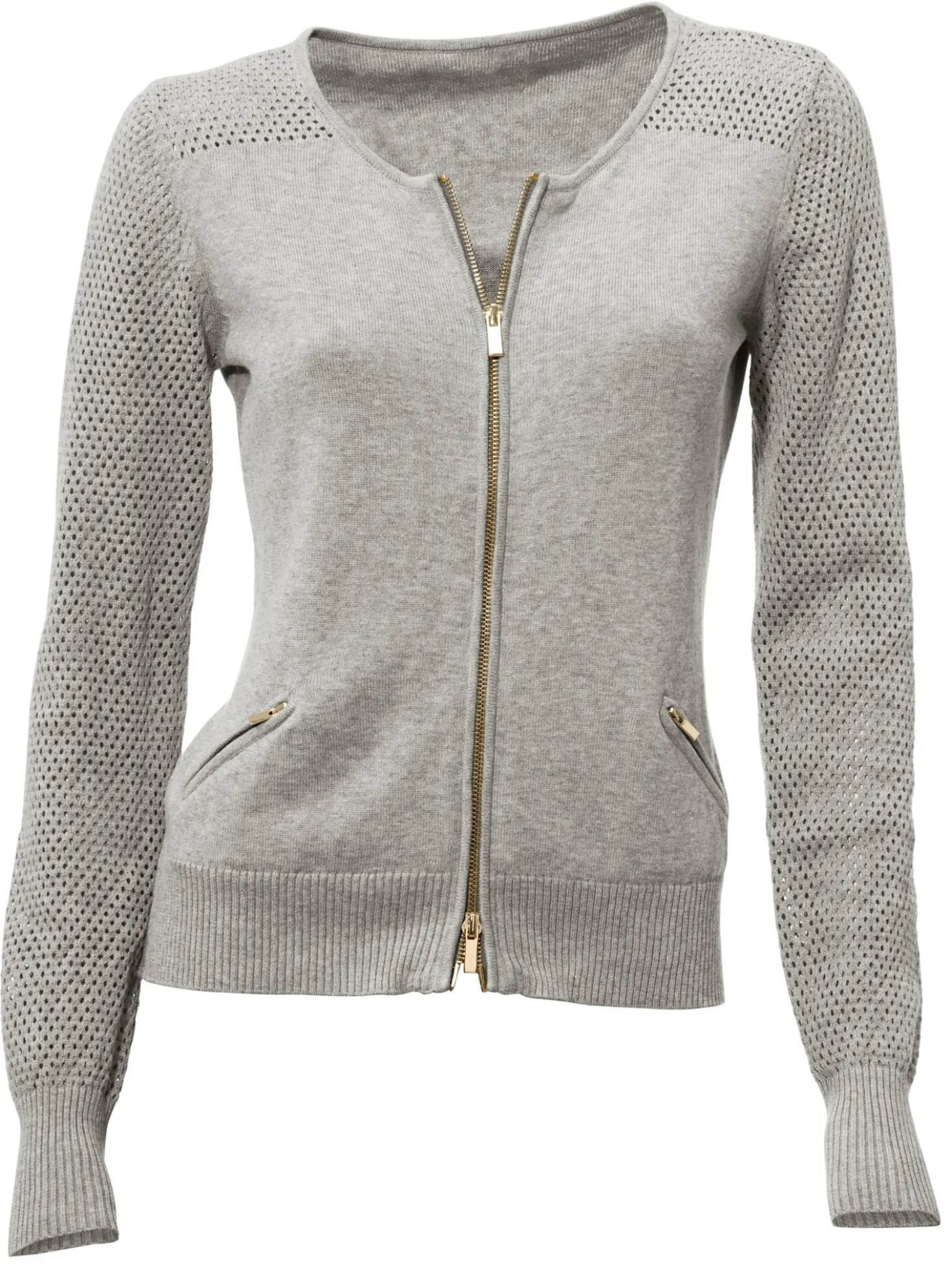 Feinstrickjacke mit 2-Wege-Reißverschluss