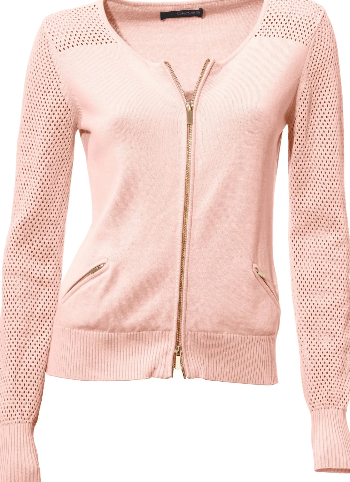 Feinstrickjacke mit 2-Wege-Reißverschluss