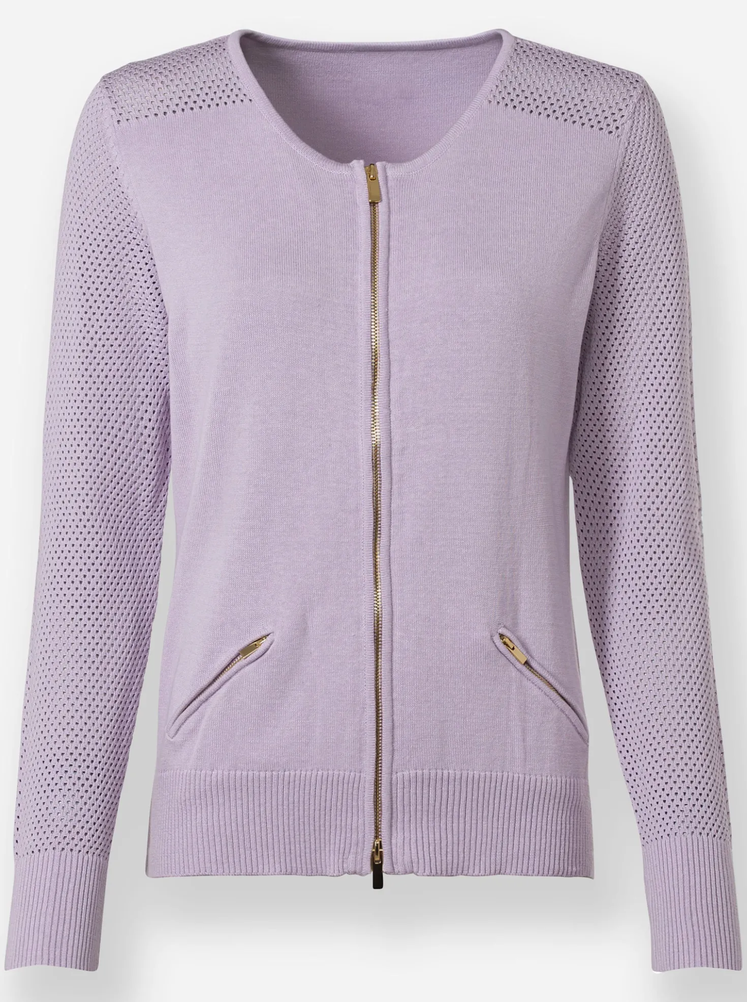 Feinstrickjacke mit 2-Wege-Reißverschluss