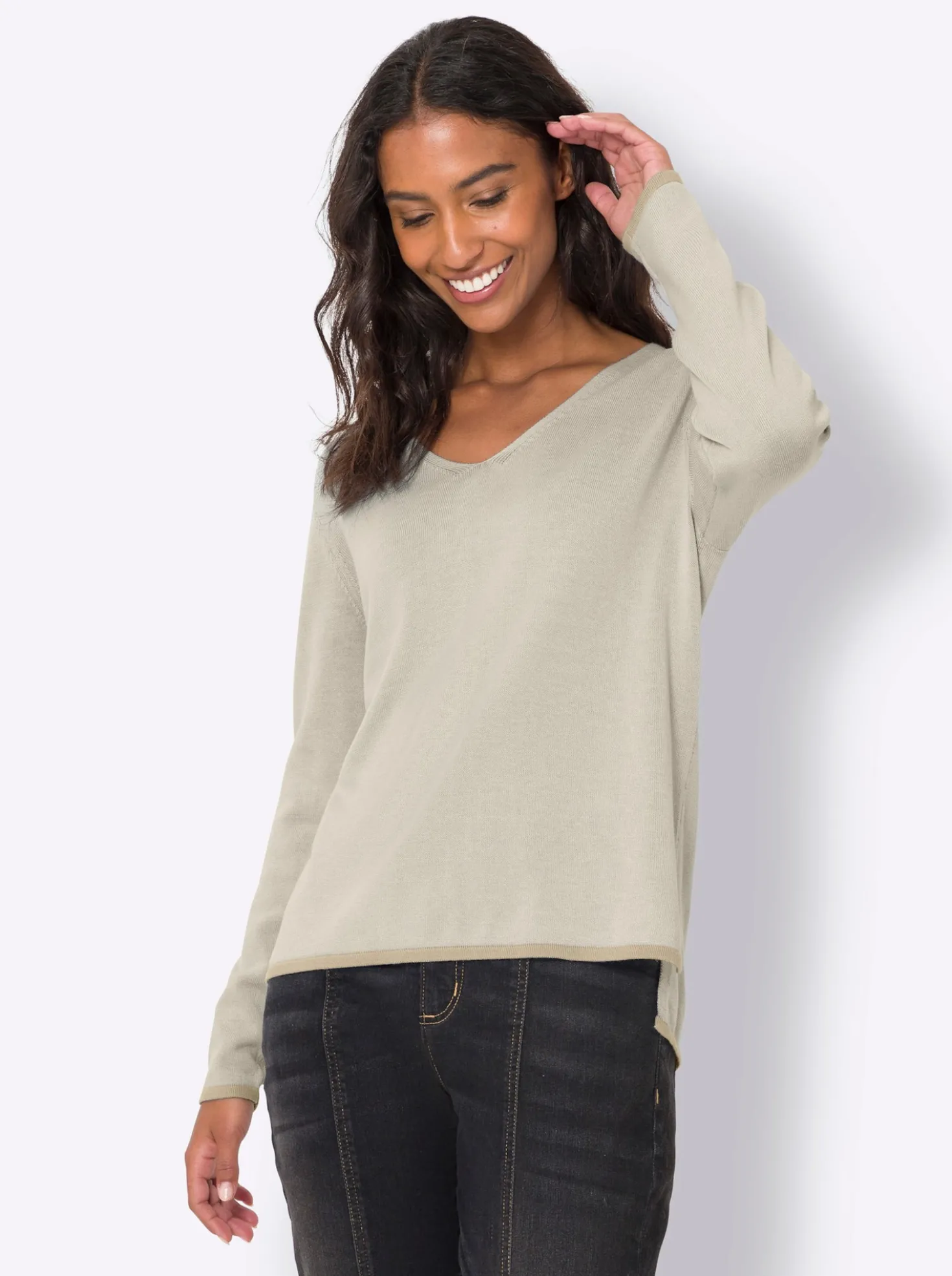 Feinstrickpullover , hinten länger