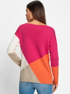 Feinstrickpullover in Colour-Blocking-Dessin