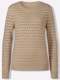 Feinstrickpullover mit Ajourmuster