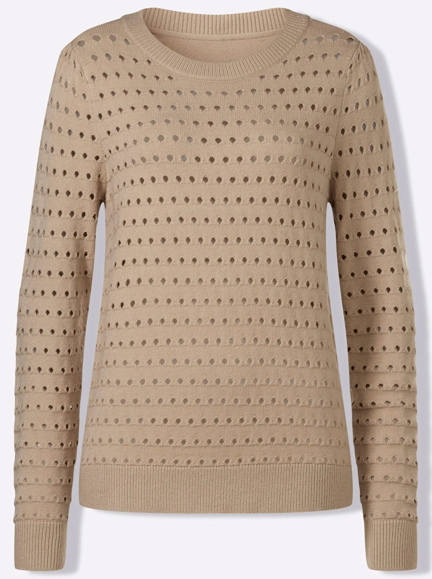 Feinstrickpullover mit Ajourmuster