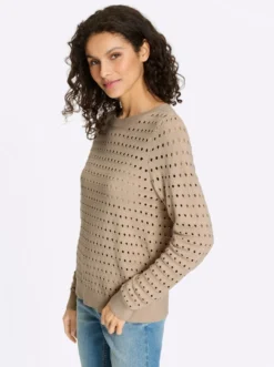 Feinstrickpullover mit Ajourmuster