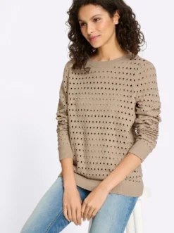 Feinstrickpullover mit Ajourmuster