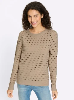 Feinstrickpullover mit Ajourmuster
