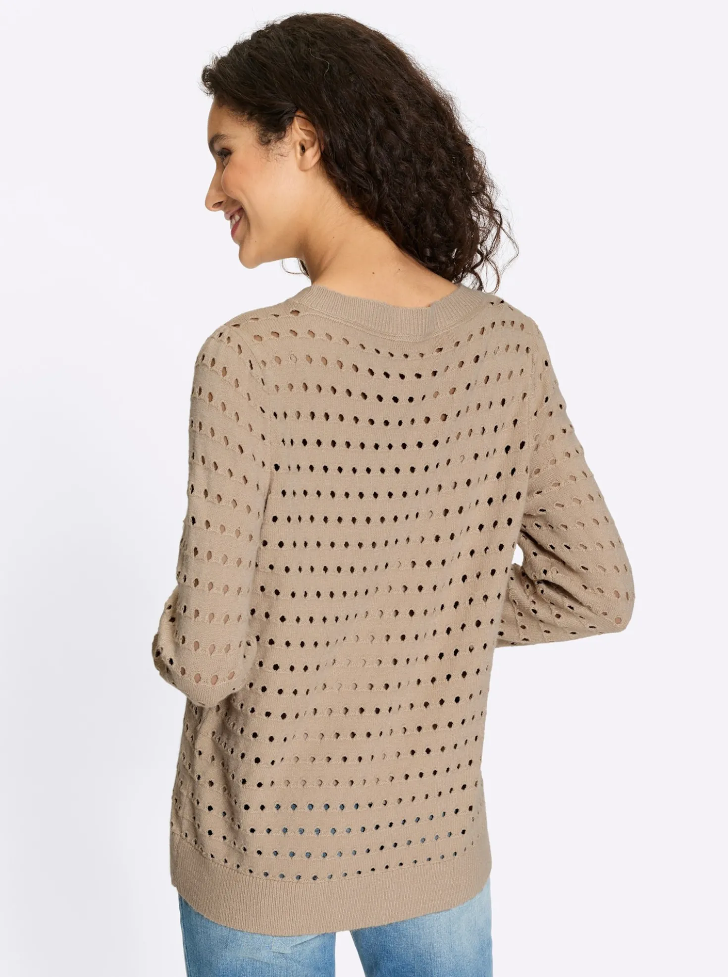 Feinstrickpullover mit Ajourmuster