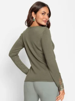 Feinstrickpullover mit besticktem Netzeinsatz