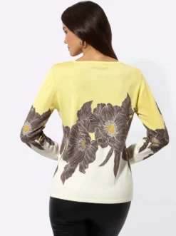 Feinstrickpullover mit Blüten-Dessin