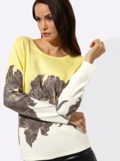Feinstrickpullover mit Blüten-Dessin