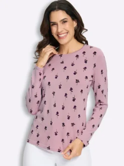 Feinstrickpullover mit Blumen-Dessin