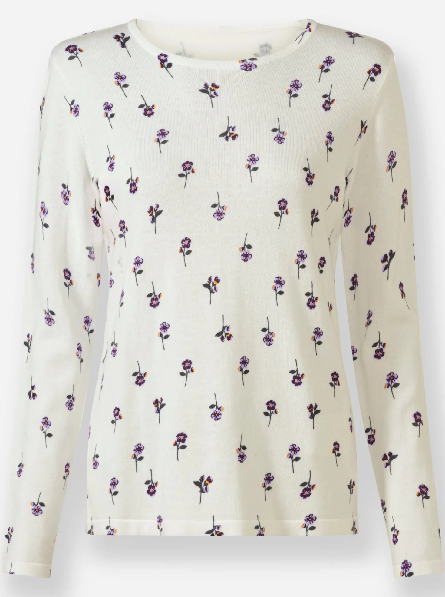 Feinstrickpullover mit Blumen-Dessin