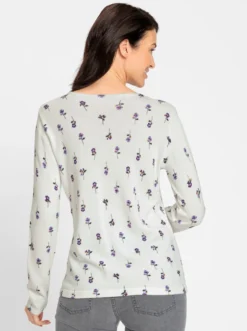 Feinstrickpullover mit Blumen-Dessin