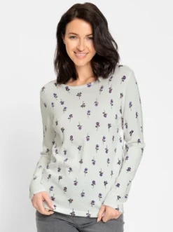 Feinstrickpullover mit Blumen-Dessin