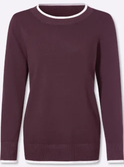 Feinstrickpullover mit Kontrastblende