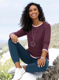 Feinstrickpullover mit Kontrastblende