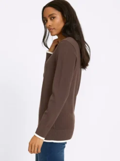 Feinstrickpullover mit Kontrastblende