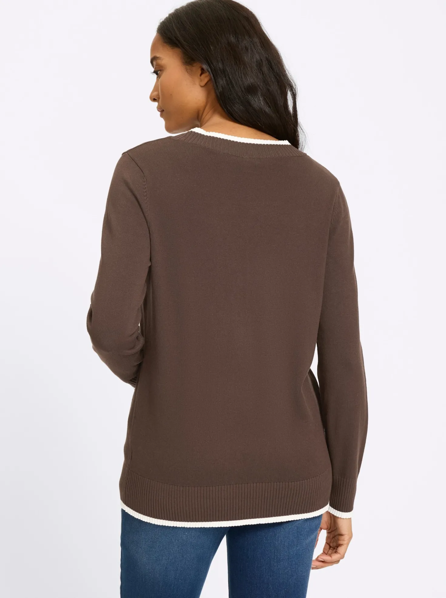 Feinstrickpullover mit Kontrastblende
