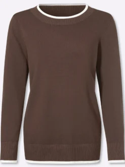 Feinstrickpullover mit Kontrastblende