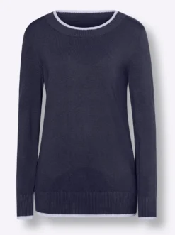 Feinstrickpullover mit Kontrastblende