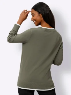 Feinstrickpullover mit Kontrastblende