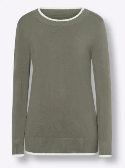 Feinstrickpullover mit Kontrastblende