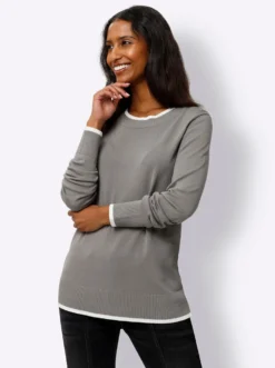 Feinstrickpullover mit Kontrastblende