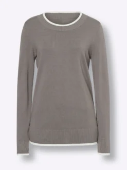 Feinstrickpullover mit Kontrastblende