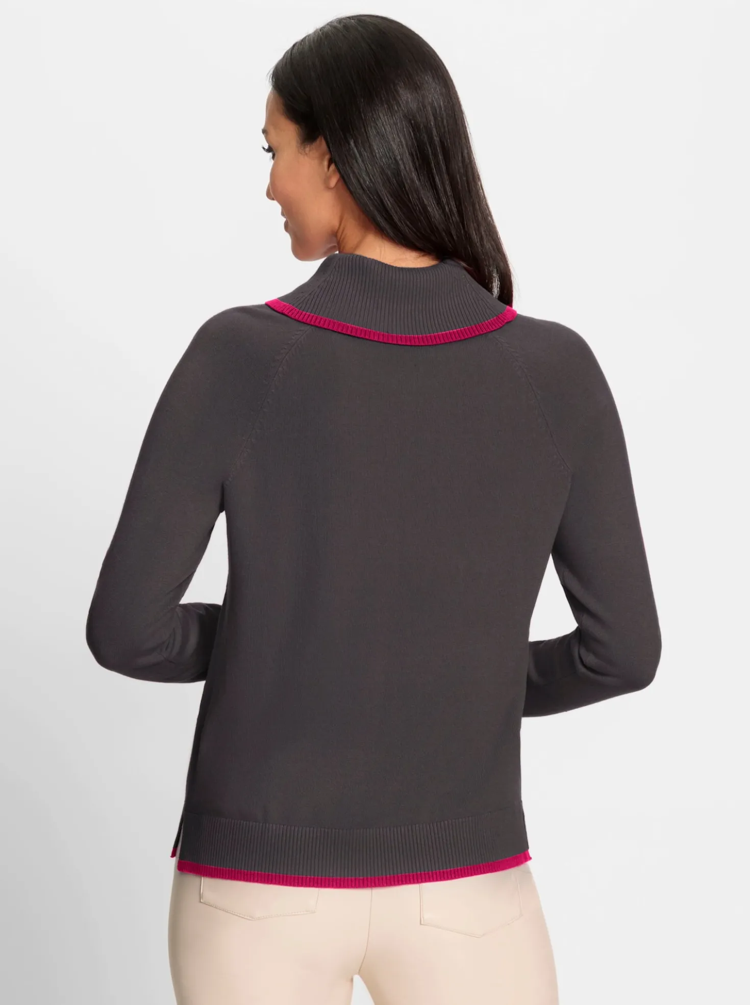 Feinstrickpullover mit Kontraststreifen