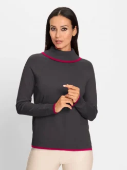 Feinstrickpullover mit Kontraststreifen