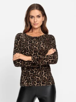 Feinstrickpullover mit Leo-Muster