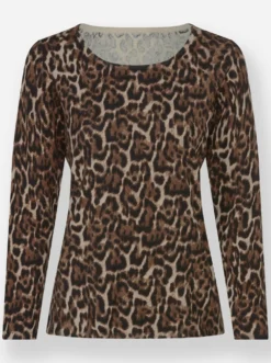 Feinstrickpullover mit Leo-Muster