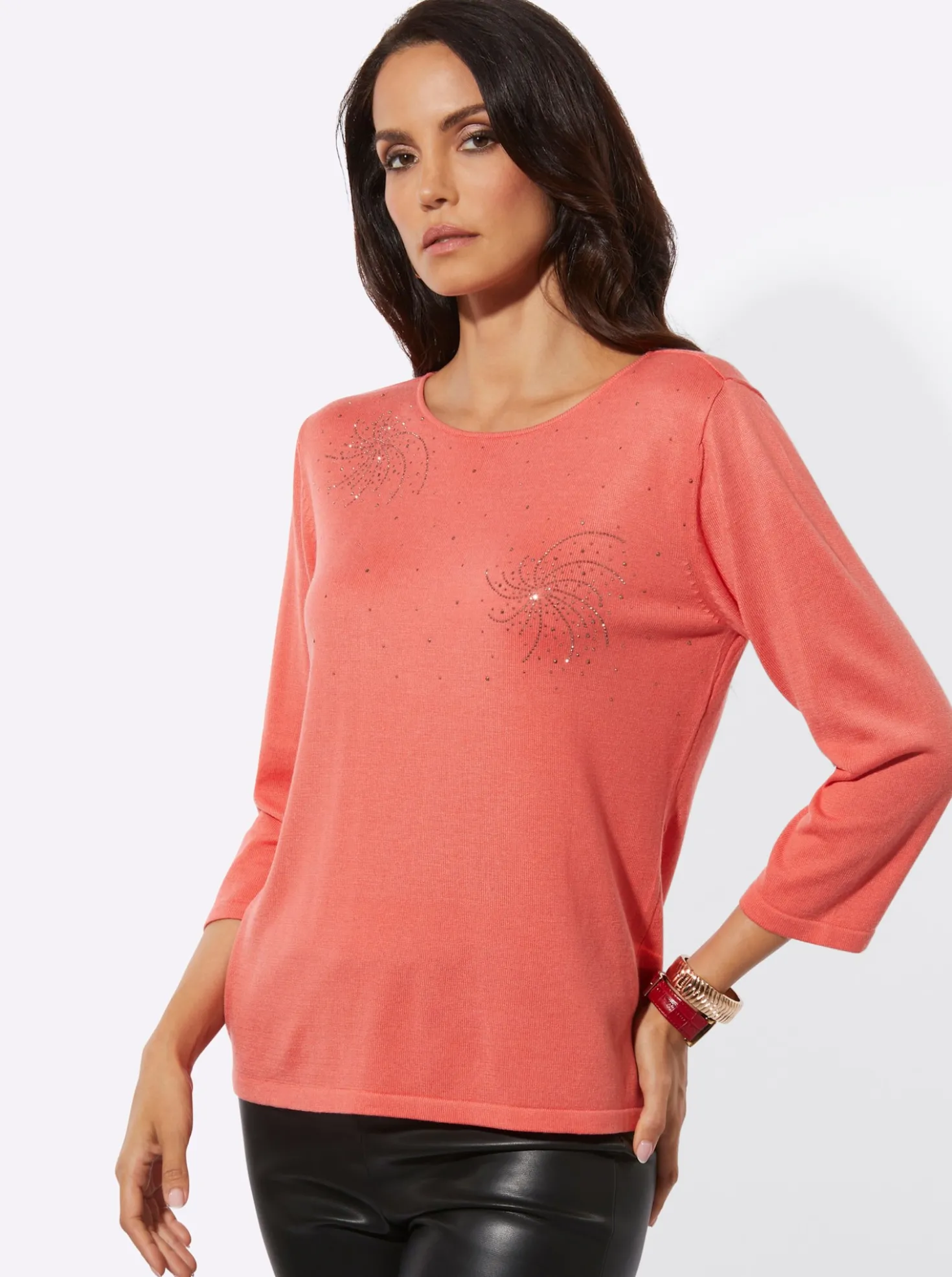 Feinstrickpullover mit Metallsteinchen
