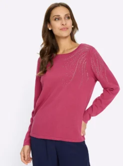 Feinstrickpullover mit Metallplättchen-Applikation