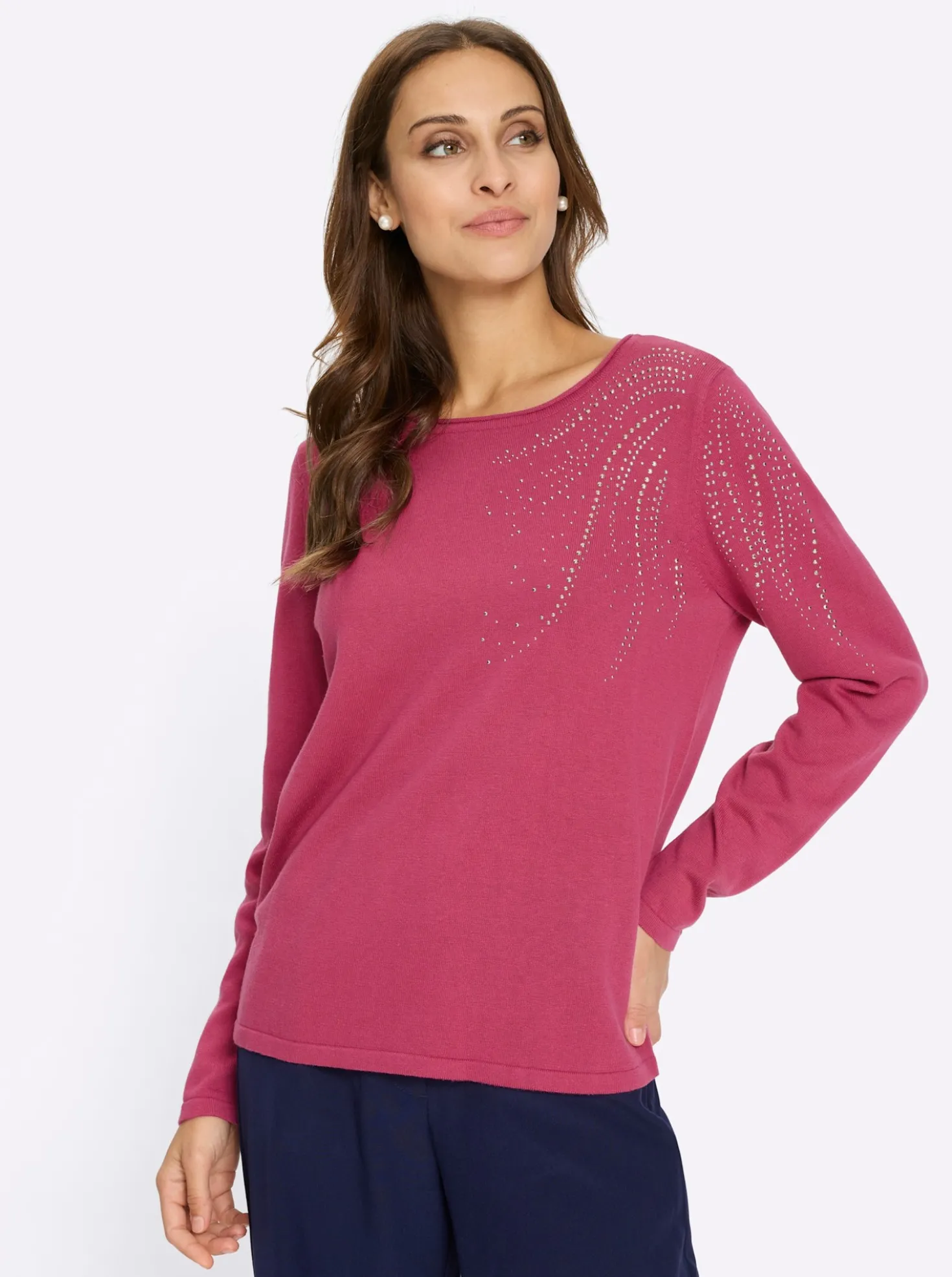 Feinstrickpullover mit Metallplättchen-Applikation