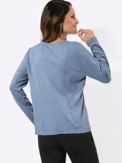 Feinstrickpullover mit Spitzenbesatz