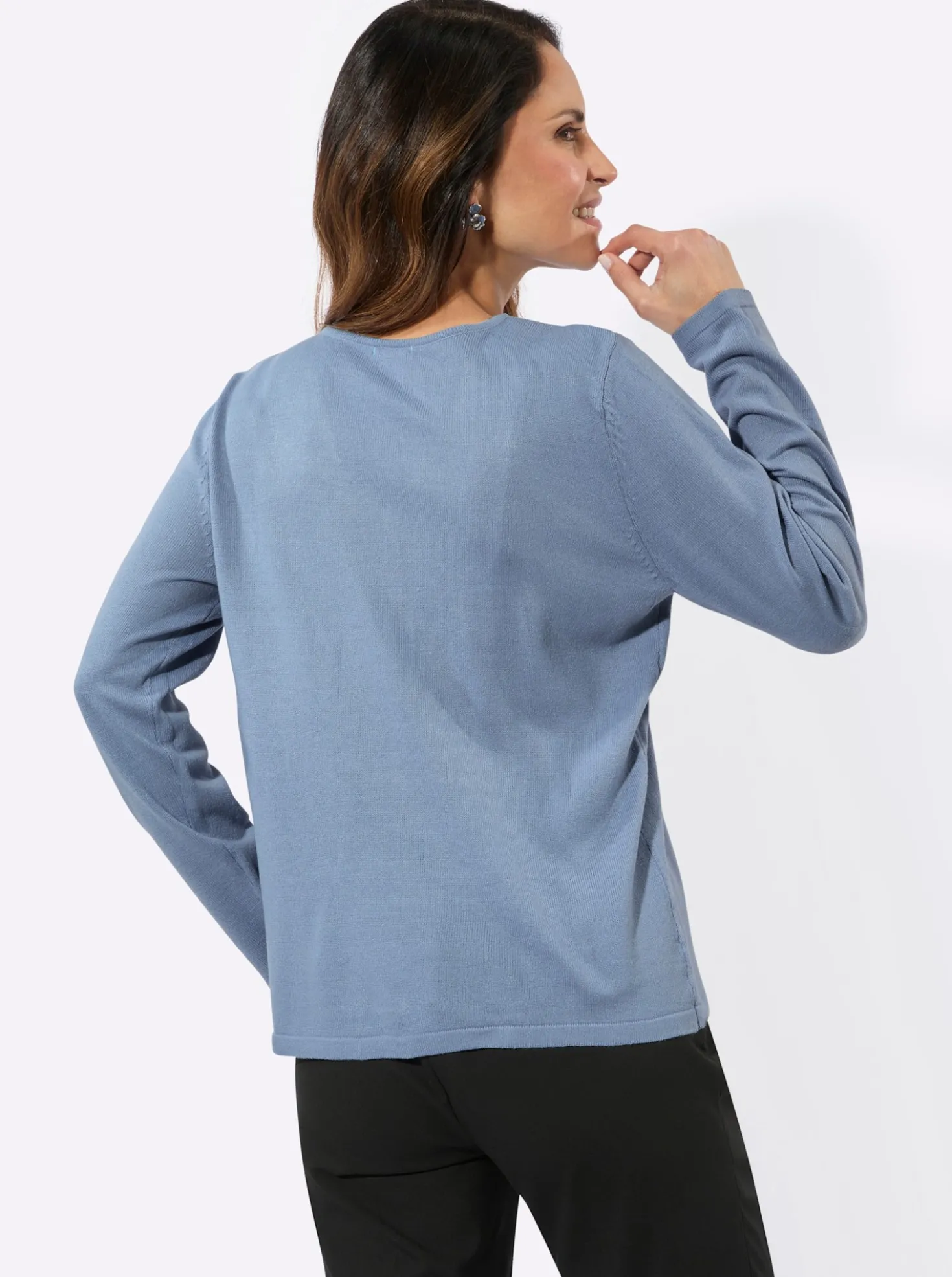 Feinstrickpullover mit Spitzenbesatz