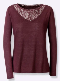 Feinstrickpullover mit Spitzeneinsatz