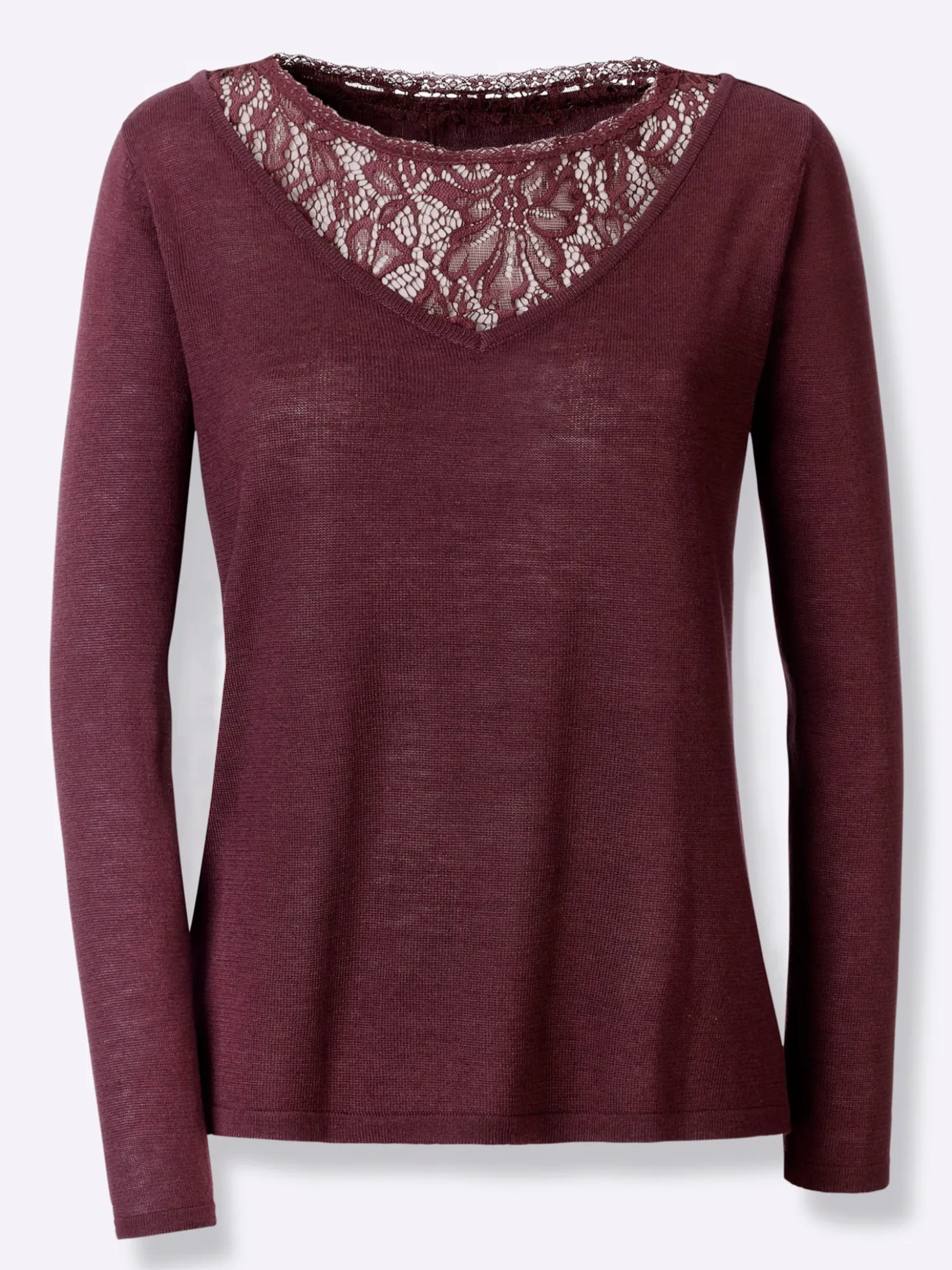 Feinstrickpullover mit Spitzeneinsatz