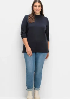 Feinstrickpullover mit Stehkragen