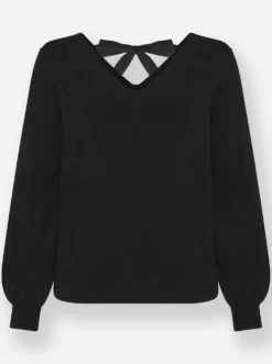 Feinstrickpullover mit V-Ausschnitt vorne und hinten
